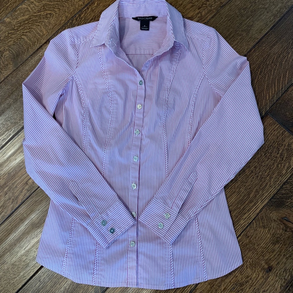 WHBM Pink Stripe Button-up Shirt